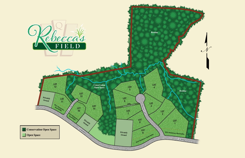Map of Rebecca's Field Lot, new homes for sale by top home builder